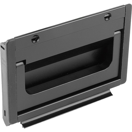 Recessed Handle Fold-Down, L=118, H=90, Form:B, Screw On Aluminum, Black Anodized, Comp:Polyamide